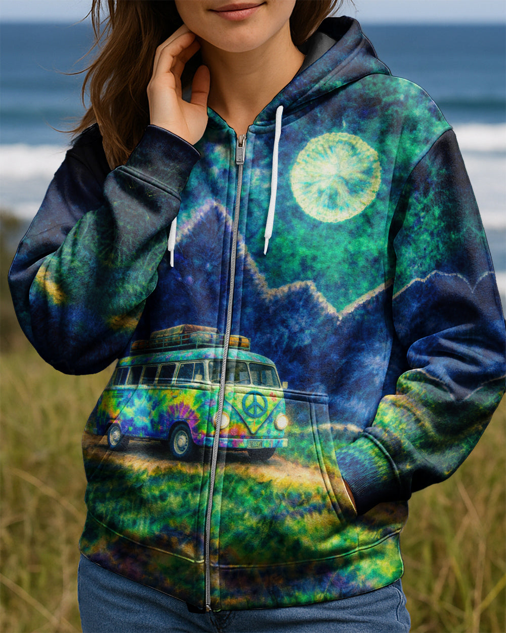 HIPPIE BUS UNDER MOON SWIRL ALL OVER PRINT  - TLTW0202262