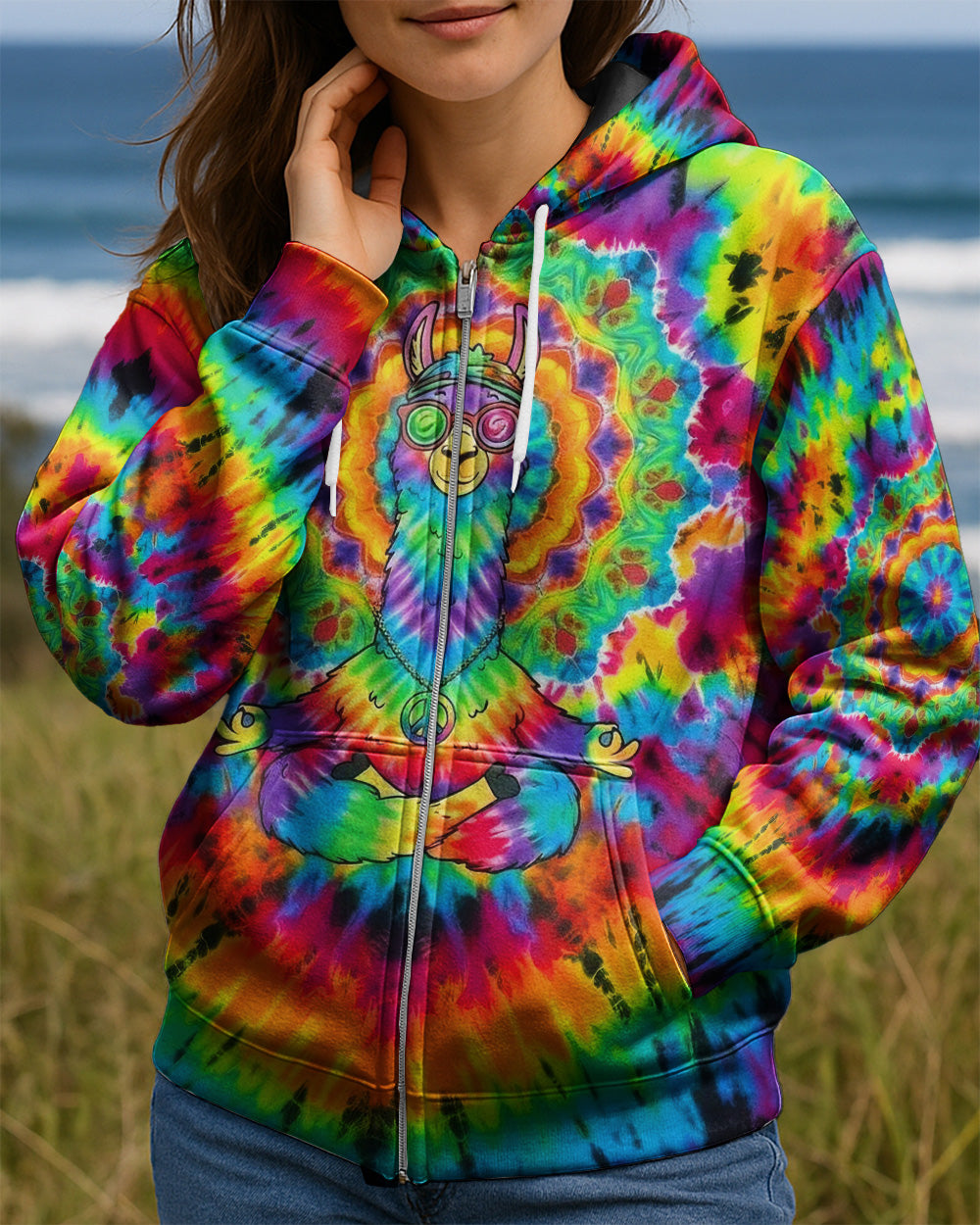 RAINBOW SWIRL LLAMA ALL OVER PRINT - YHHG0302262