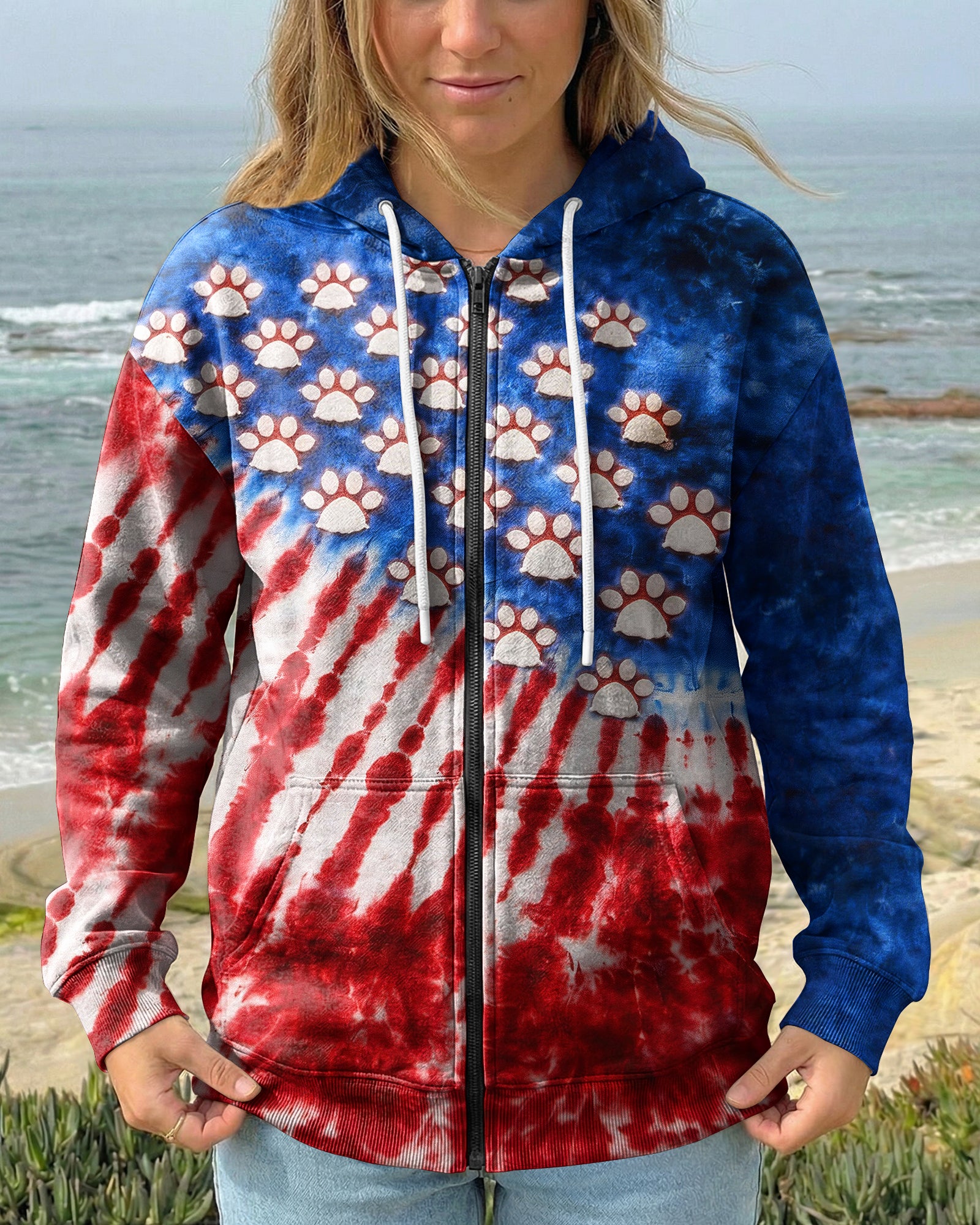 PAW PRINT RED WHITE & BLUE ALL OVER PRINT  - TLHG1803263