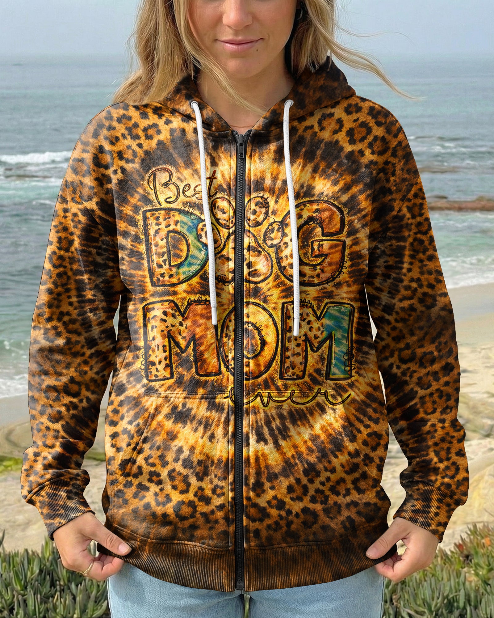 BEST DOG MOM EVER LEOPARD SWIRL ALL OVER PRINT   - TLNT1003261