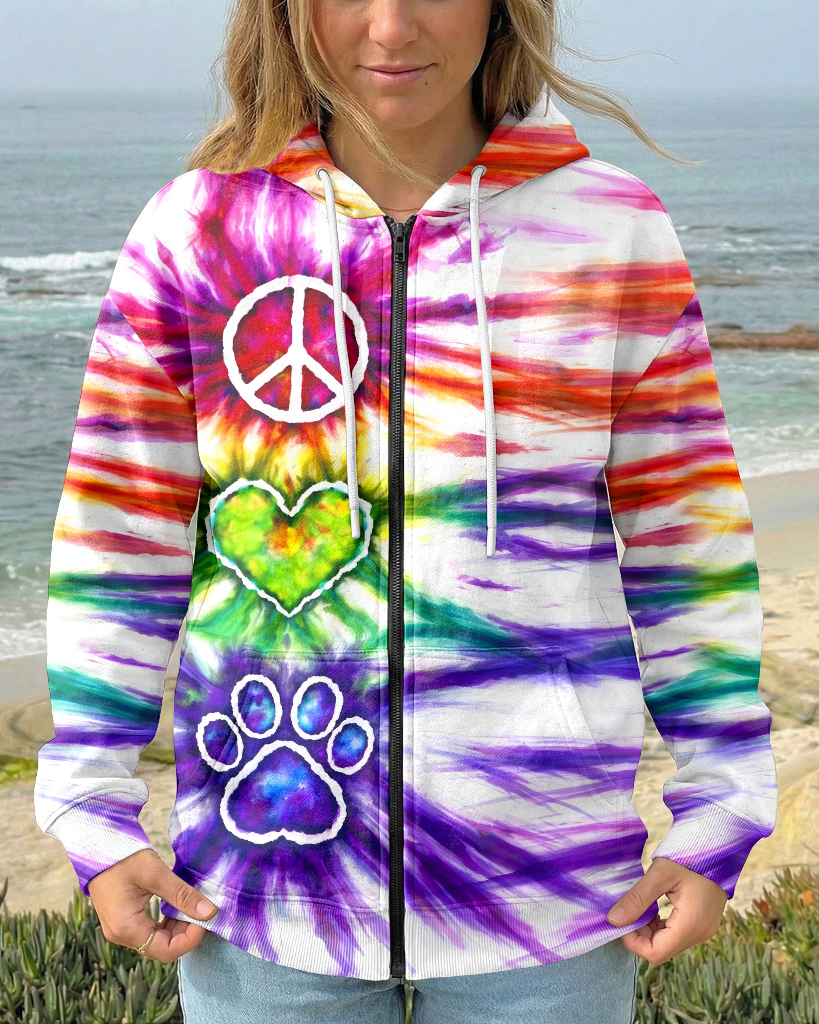 PEACE LOVE PAW PRINT SWIRL ALL OVER PRINT - TLHG2003263