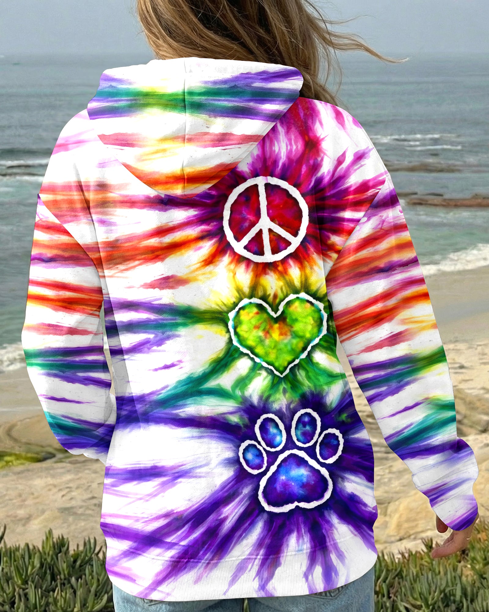 PEACE LOVE PAW PRINT SWIRL ALL OVER PRINT - TLHG2003263