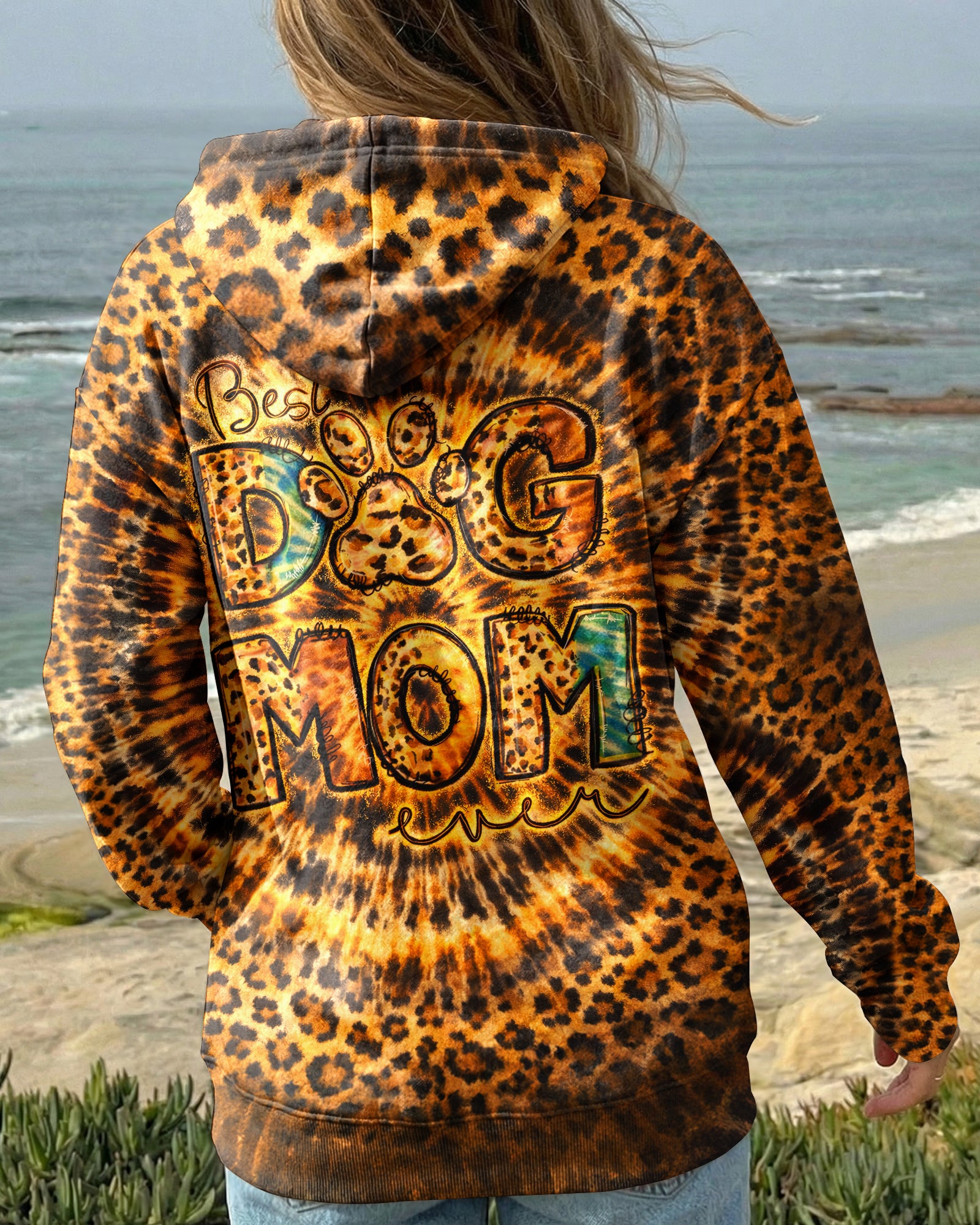 BEST DOG MOM EVER LEOPARD SWIRL ALL OVER PRINT   - TLNT1003261