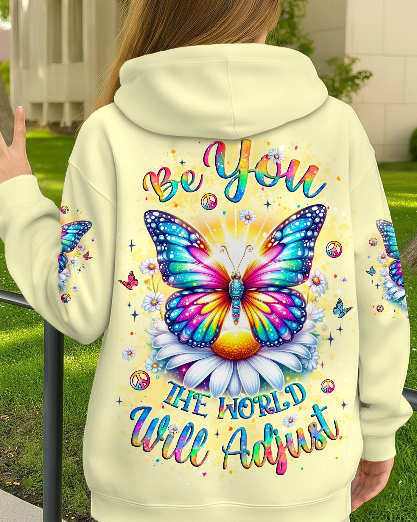 BE YOU THE WORLD WILL ADJUST BUTTERFLY ALL OVER PRINT - YHLT2011251
