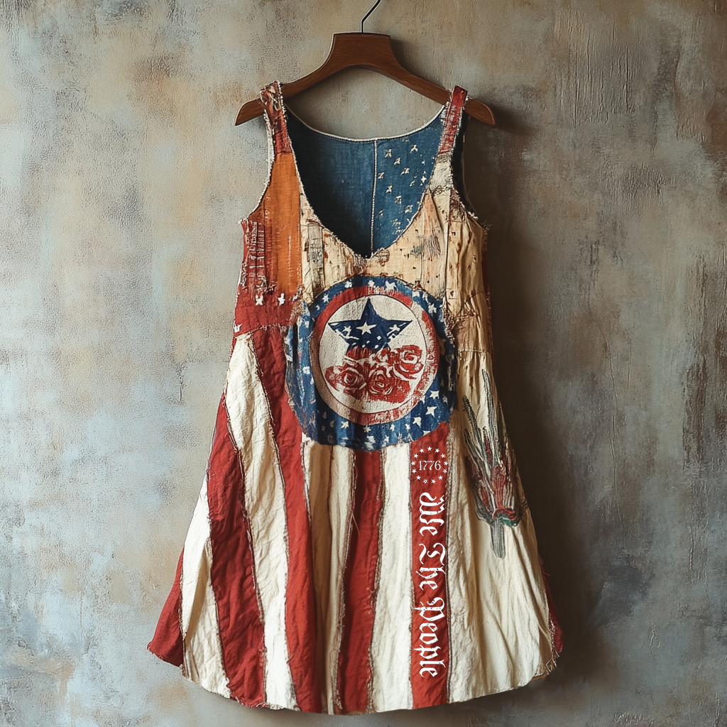 **American Pride Star & Rose Dress for Women 4th of July Celebration**