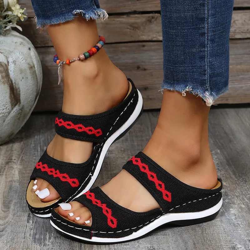 Grishay Stylish Wedge Cutout Comfortable Flat Slippers