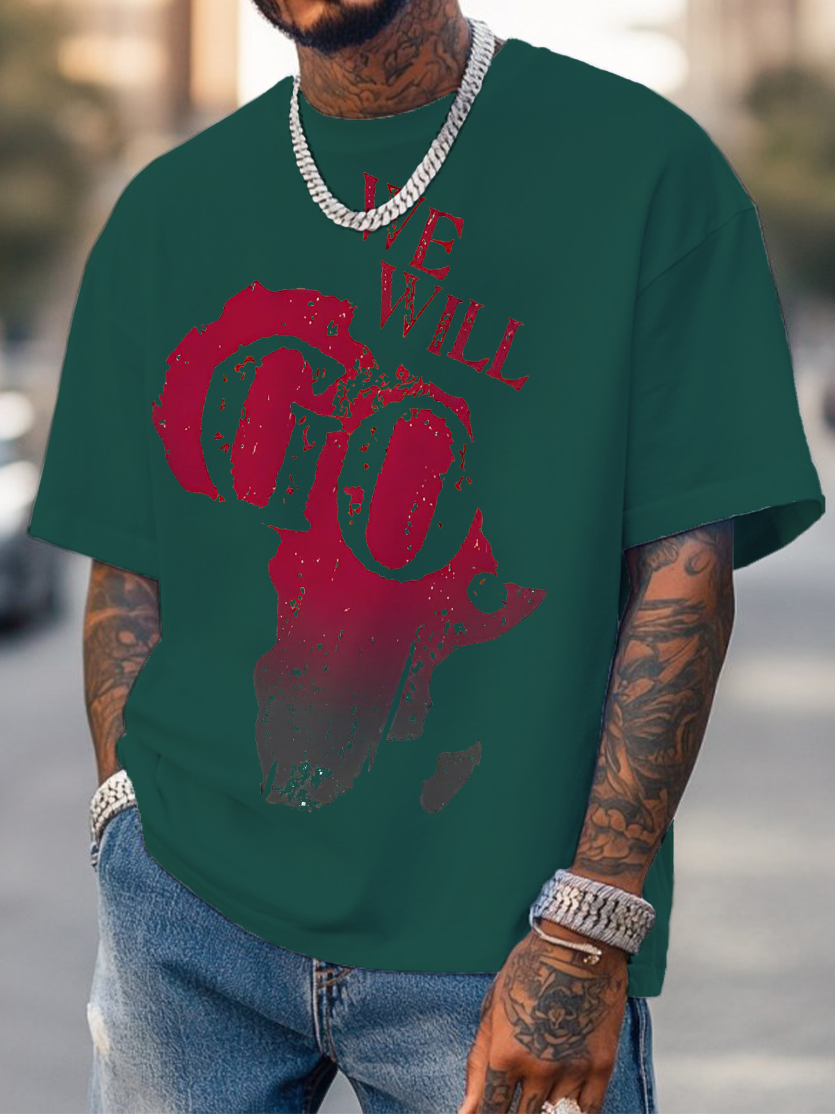 Men's We Will Go Fun Map Print Cotton Casual T-Shirt