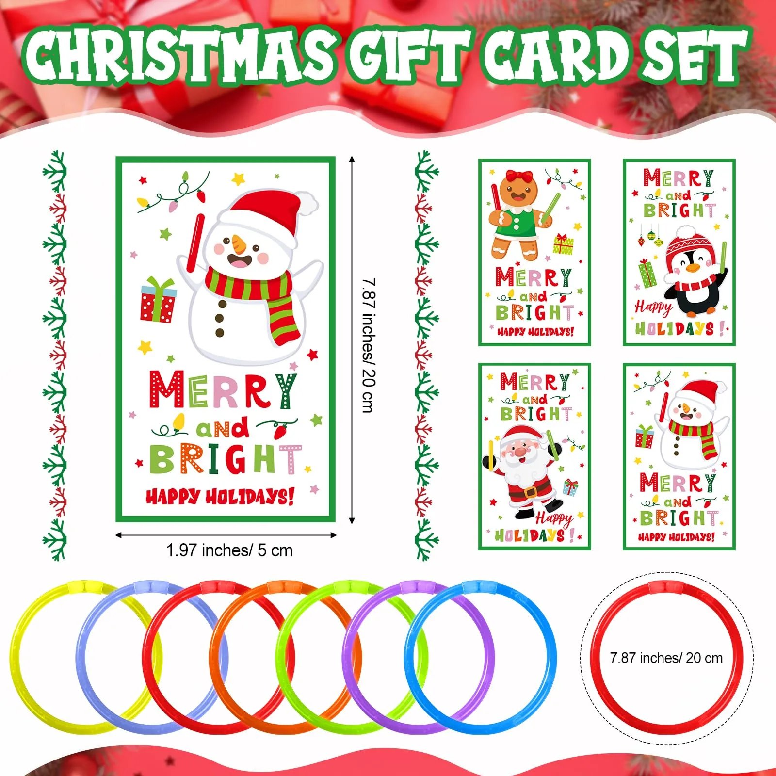 36 Pcs Christmas Gifts Merry Christmas Cards with Glow Sticks