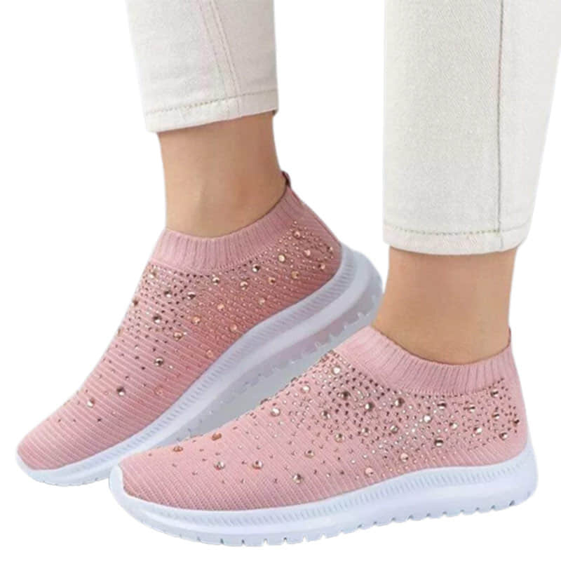 Grishay Women's Crystal Breathable Slip-On Walking Shoes