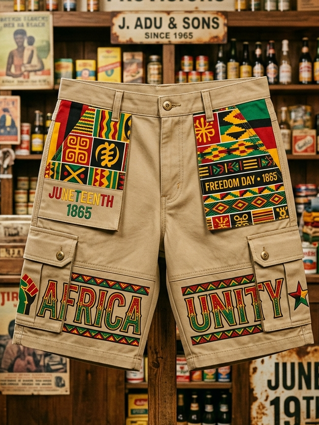 Men's Juneteenth 1865 Africa Unity African Tribal Art Print Casual Shorts