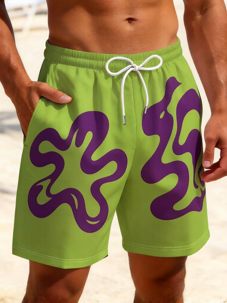Men's Funny Abstract Floral Graphic Print Casual Shorts
