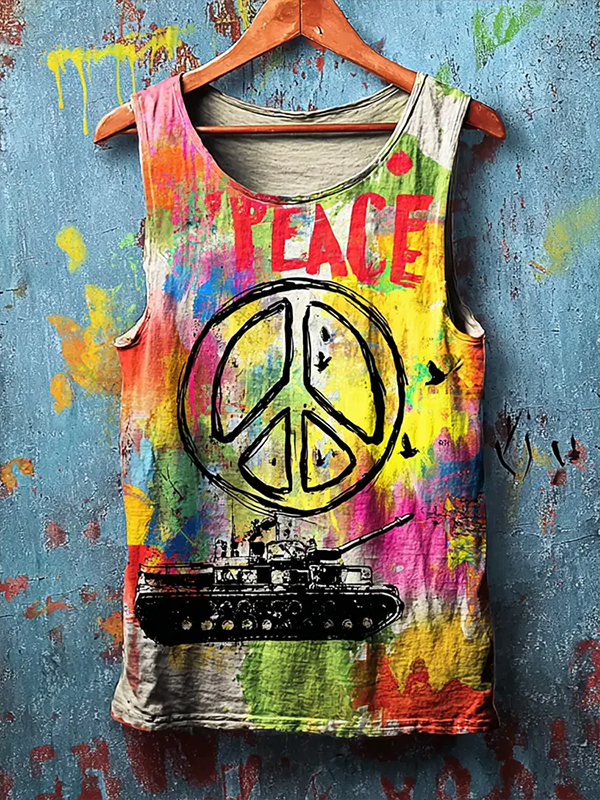Men's Peace And Anti-War Graffiti Art Print Tank Top