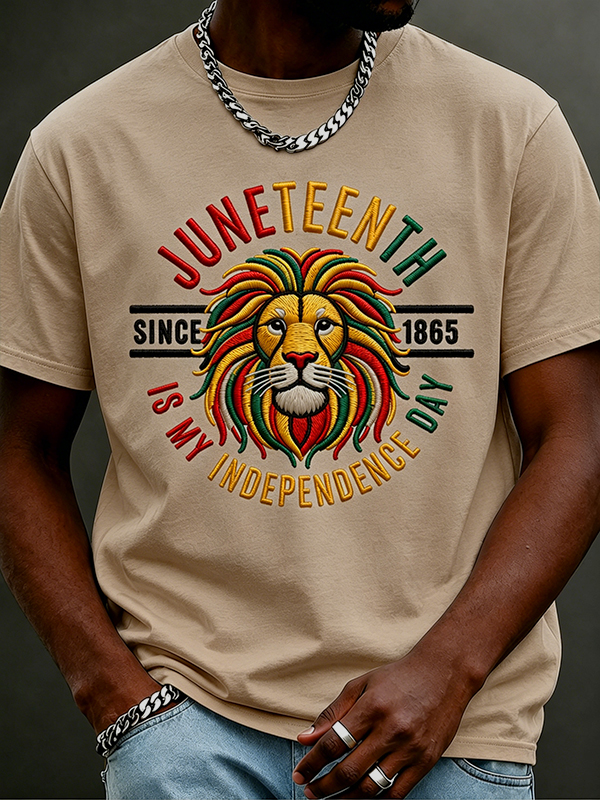 Men's Juneteenth Is My Independence Day Since 1865Print Cotton Casual T-Shirt