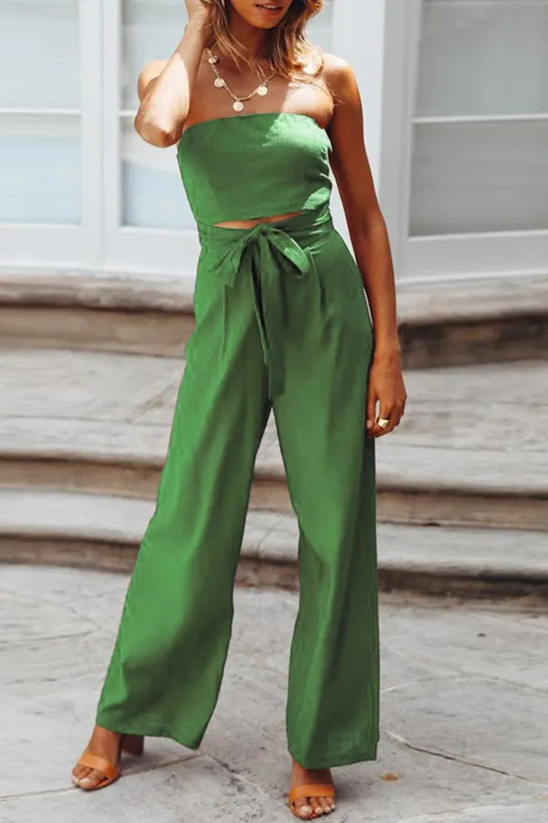 Women's Summer Fashion Sexy Tube Top Strapless Casual Jumpsuit