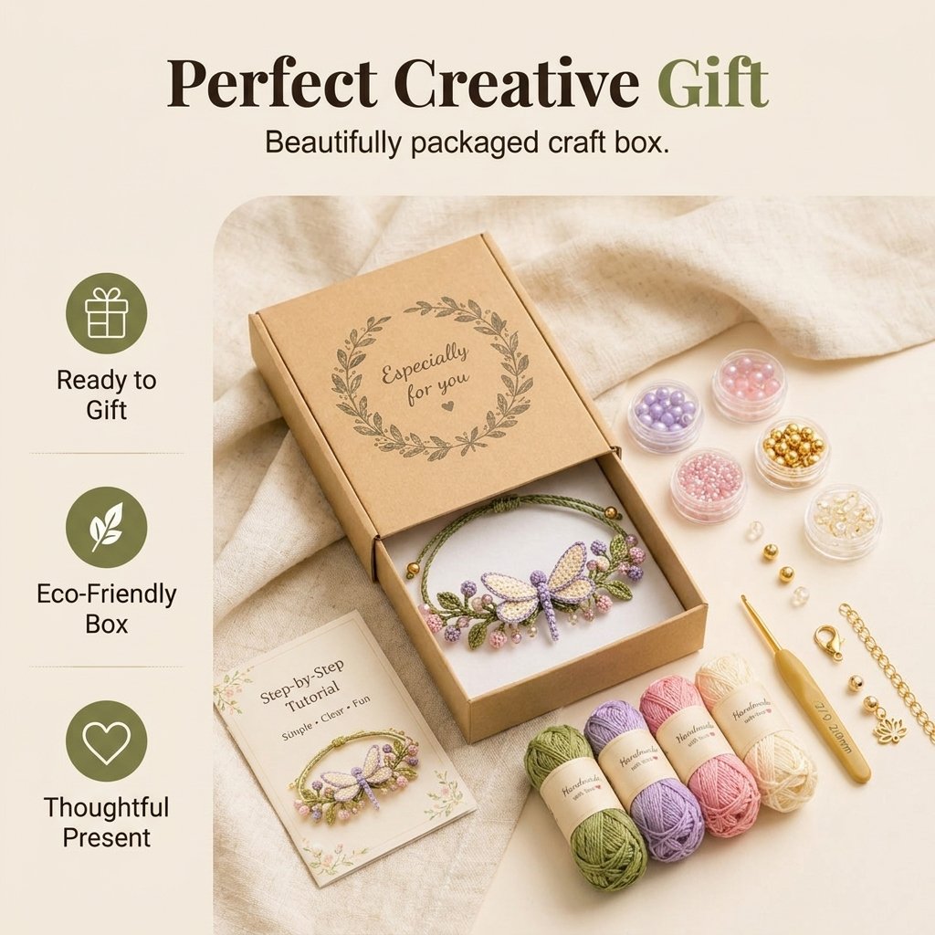 🌿🌸 DIY Nature-Inspired Crochet Bracelet Kit – Create Beautiful Handmade Floral Bracelets
