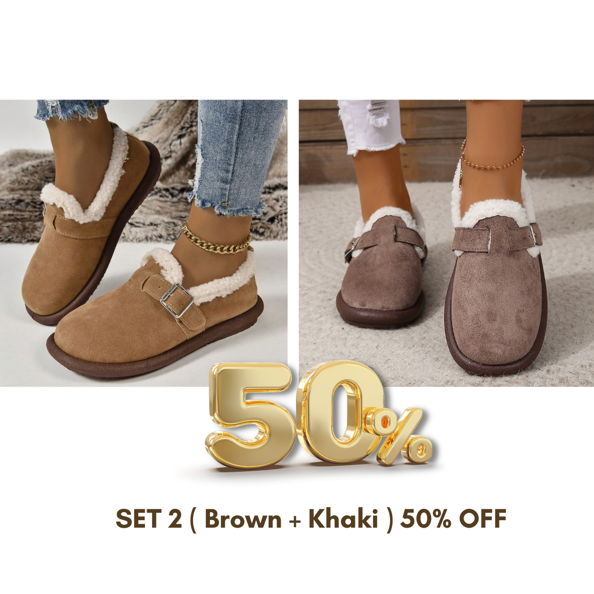 🔥LAST DAY 49% OFF -WOMEN'S PLUSH ROUND TOE SLIP-ON FLATS（FREE SHIPPING）
