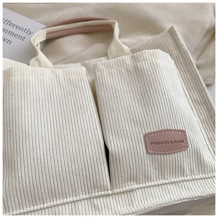 Corduroy Solid Color Tote Bag, Shoulder Bag🔥(Buy 2 Free Shipping)