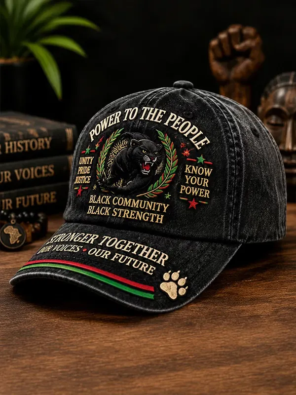 Men's Power To The People Black Panther Print Baseball Cap