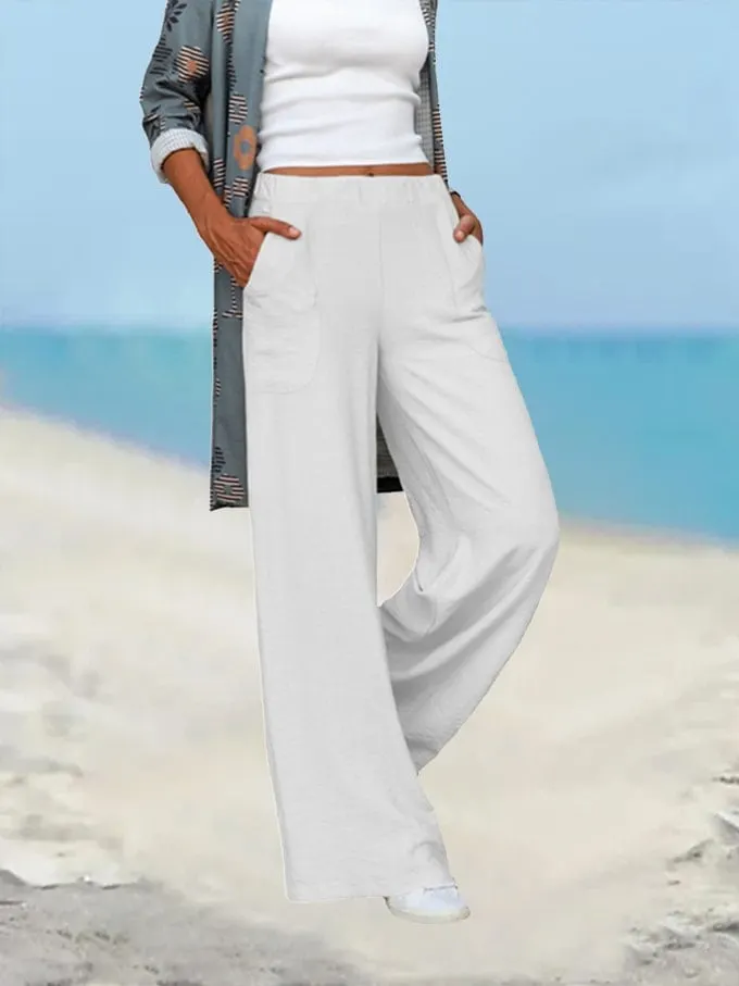 Women's Loose Casual Side Pocket Wide Leg Pants