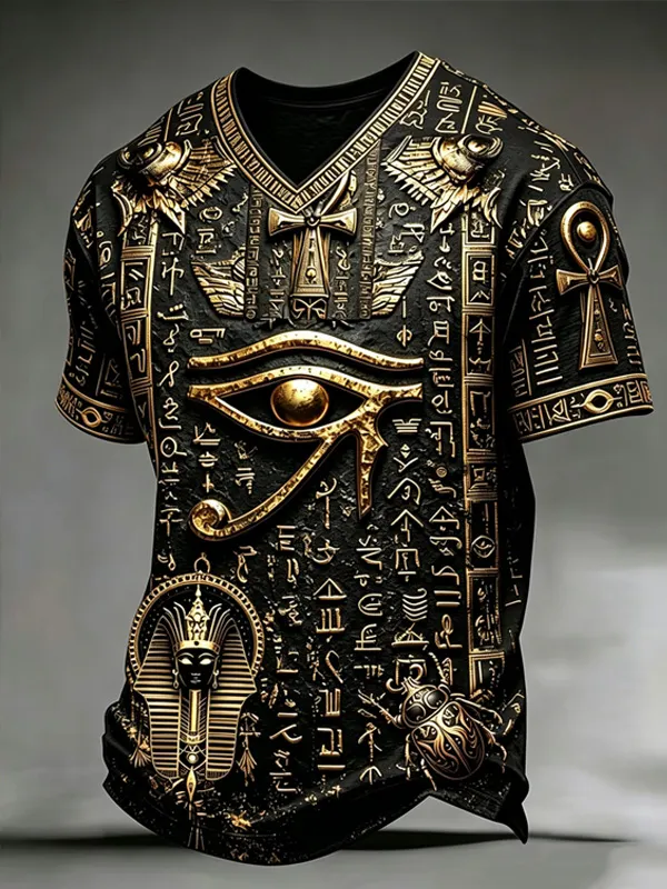 Men's 3D Egyptian Eye Of Horus Pharaoh Art Print T-Shirt