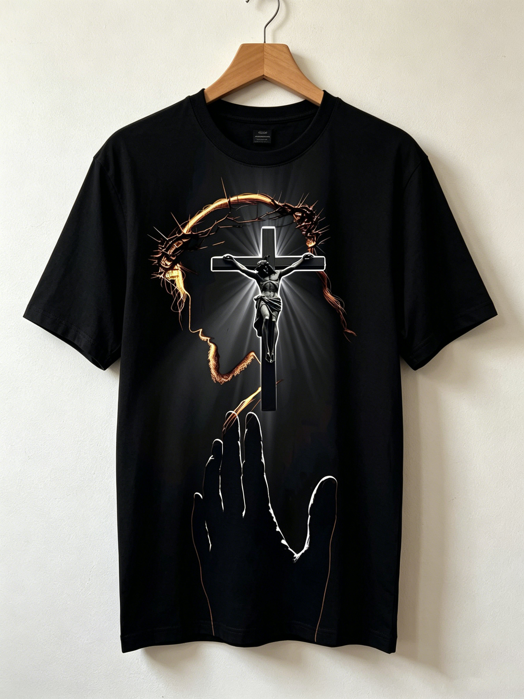 Men's Jesus Cross Crucifixion Silhouette Print T-Shirt
