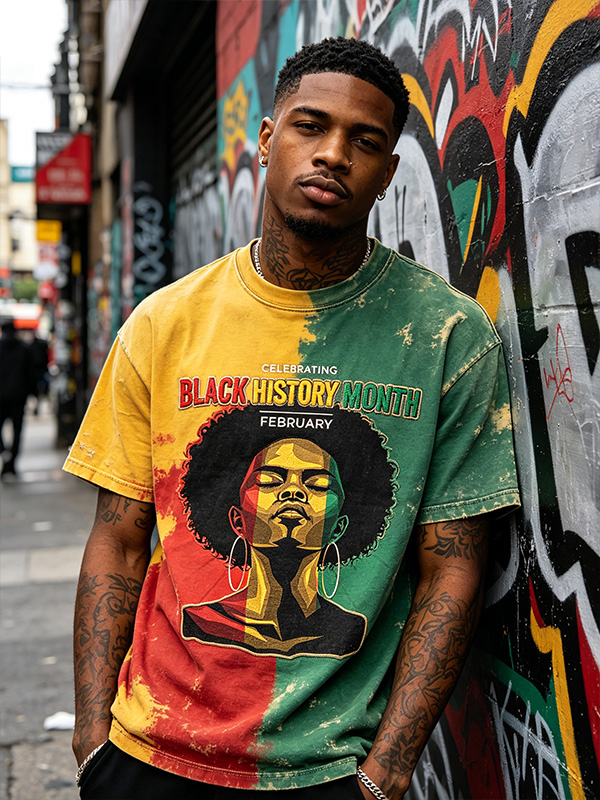 Men's Black History Month Tie-Dye Print T-Shirt