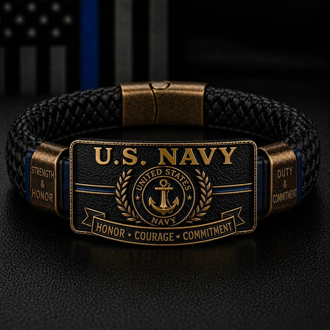 🚢U.S. NAVY “Honor • Courage • Commitment” Bracelet