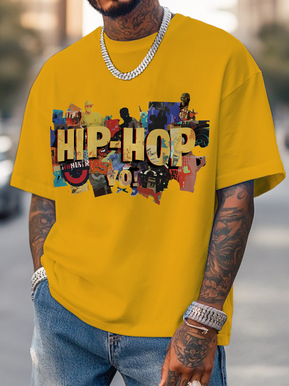 Men's Hip Hop Graffiti Art Print Casual T-Shirt