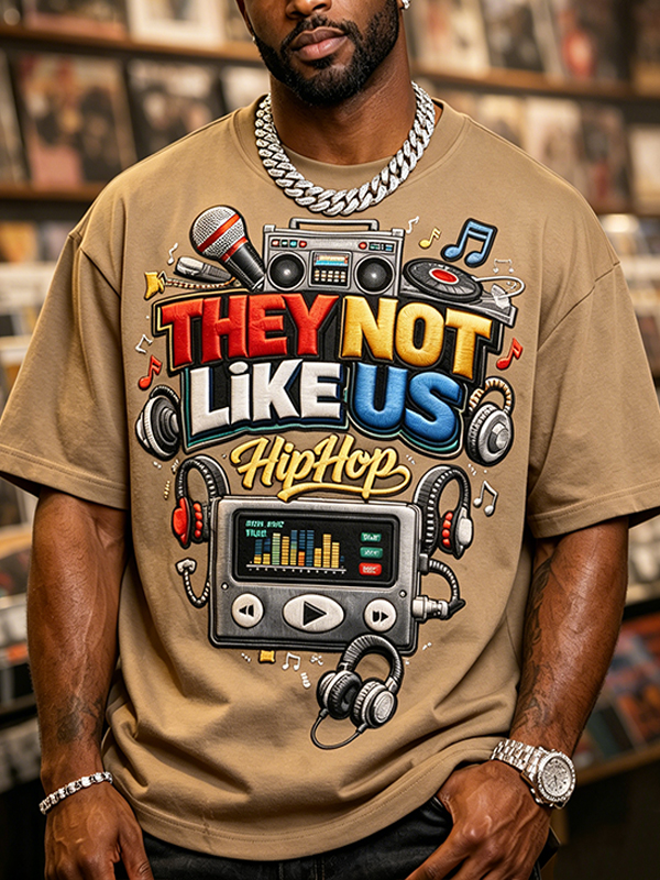 Men's They Not Like Us Print Cotton Casual T-Shirt