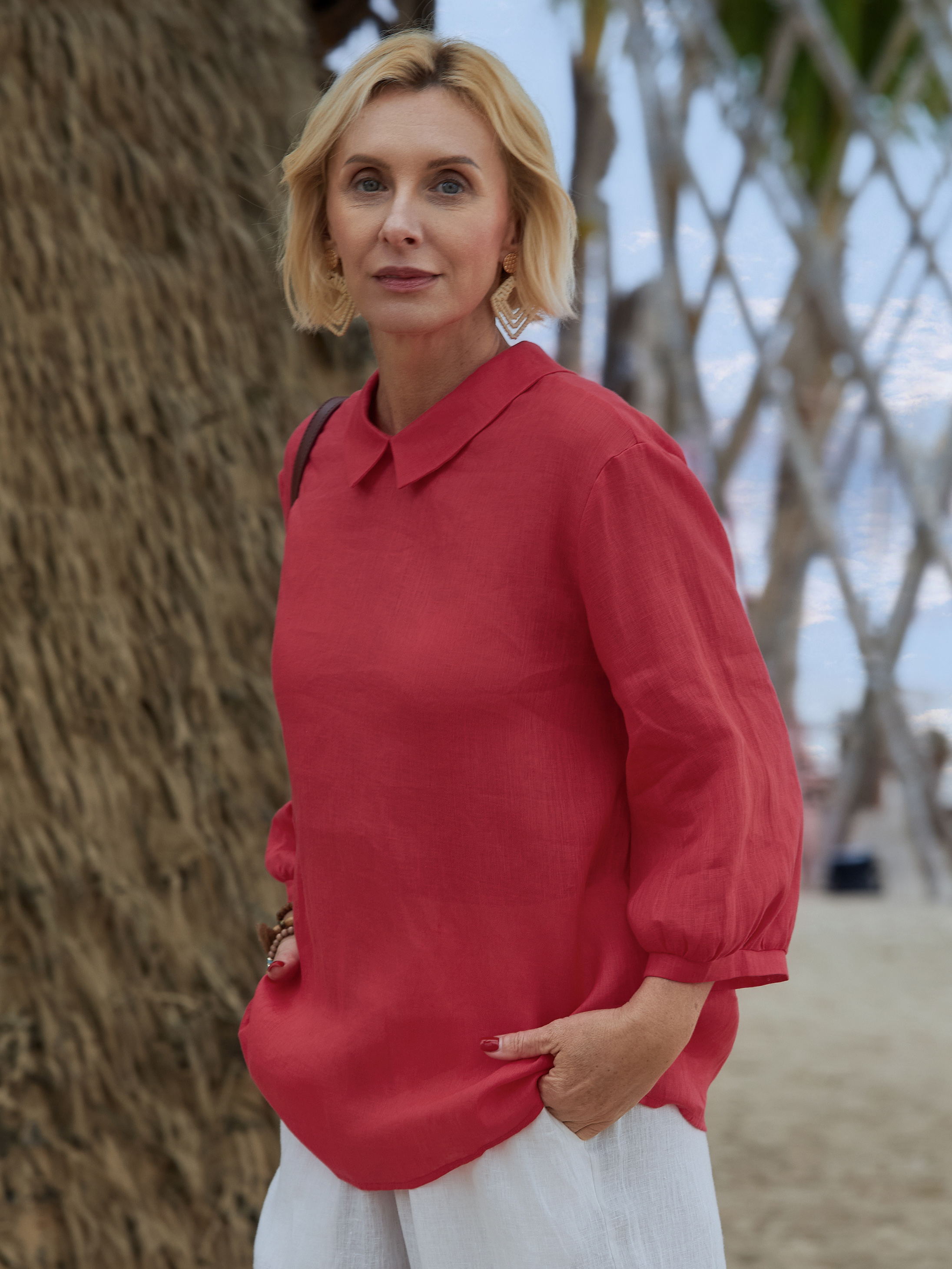 Women's  Linen 3/4 Sleeve Shirt