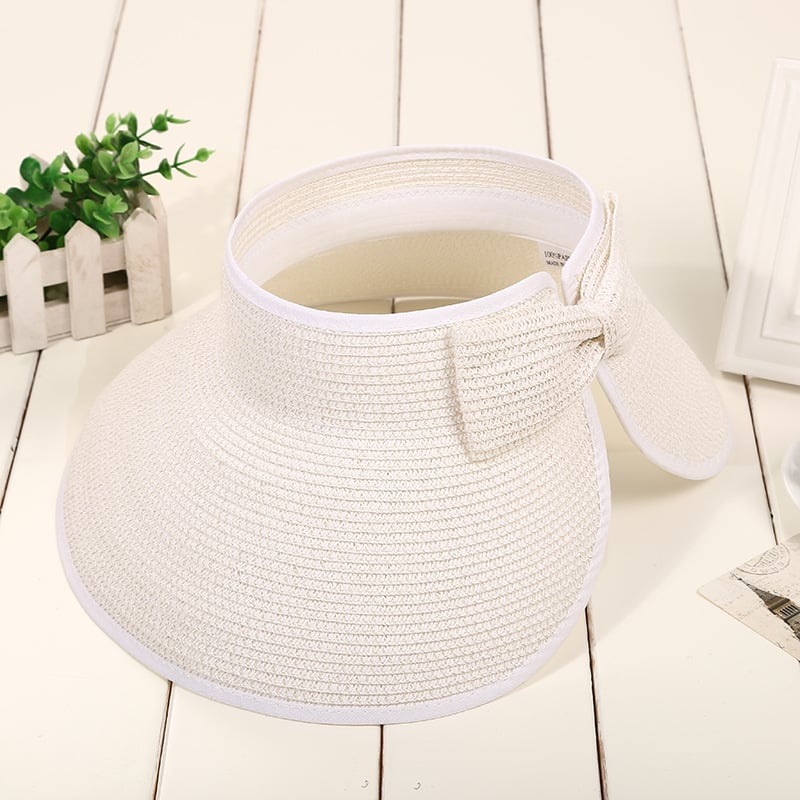 🔥LAST DAY 49% OFF - Women's 2024 Summer Solid Color Bow Design Wide Brim Straw Hat