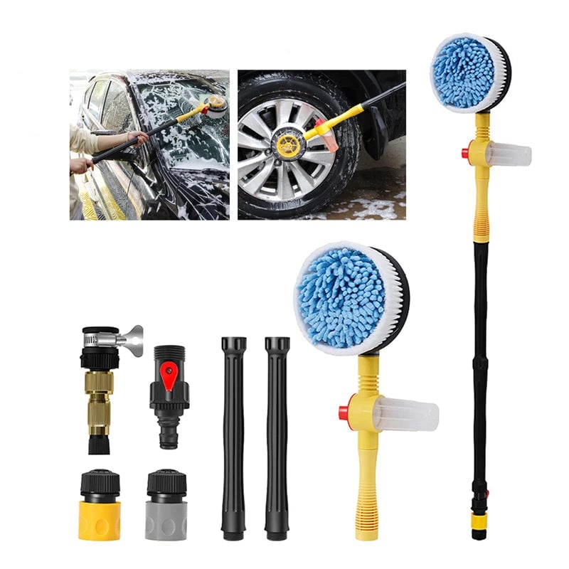 Rotating Car Wash Brush, 360 Degree Automatic Rotating Adjustable Dip Wash Brush High Pressure Washer for Vehicle Cleaning