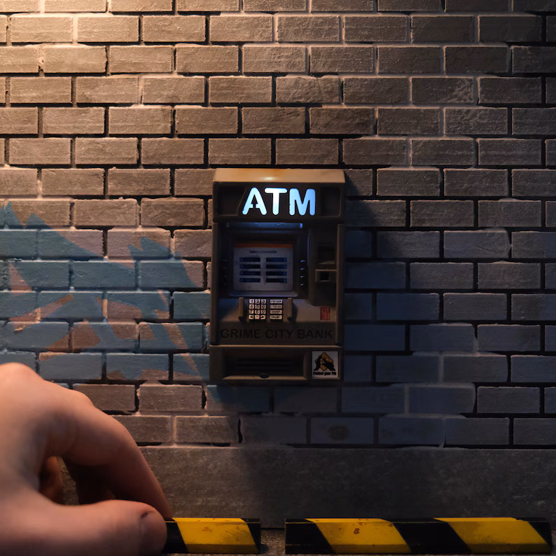 🌟 1:12 Handcrafted Mini ATM – LED Lights & Magnet