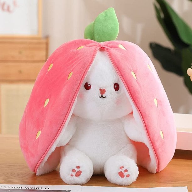 Statisticsm Strawberry Bunny Transformed into Little Rabbit Fruit Doll Plush Toy