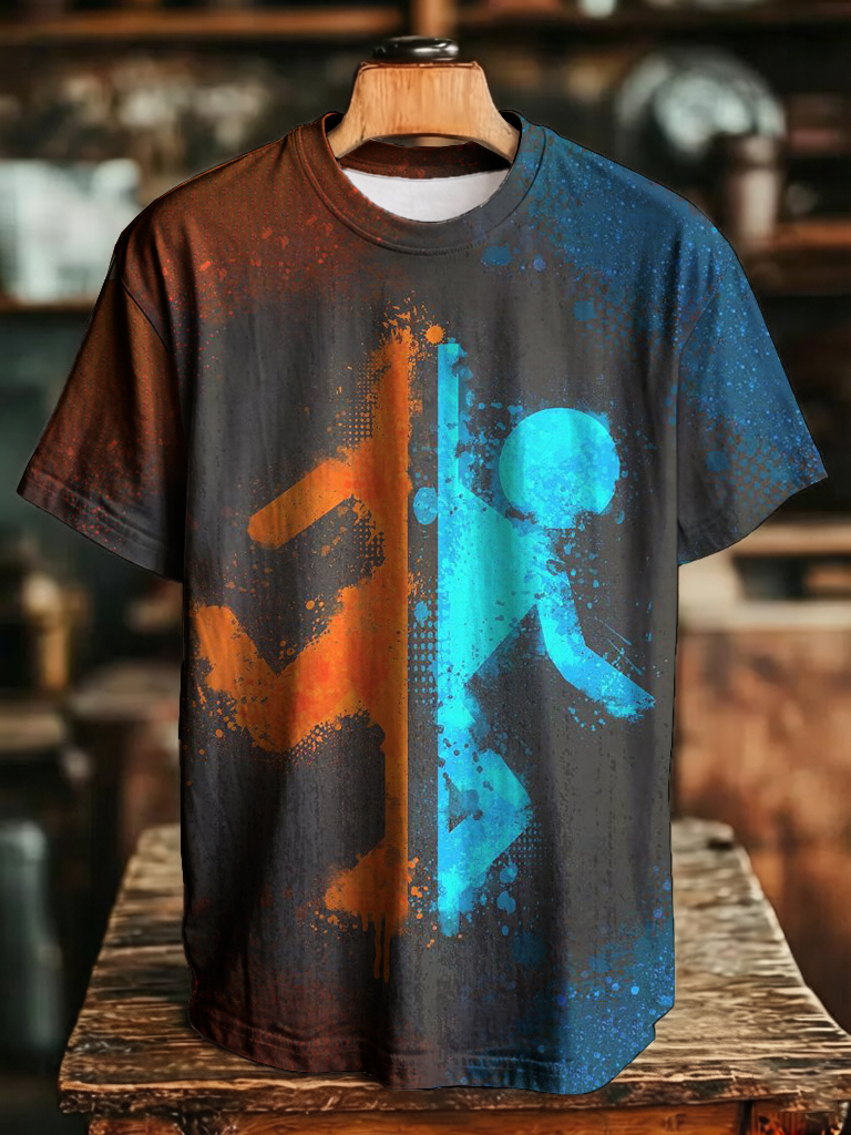 Men's Funny Graffiti Cartoon Graphic Printed Casual T-Shirt