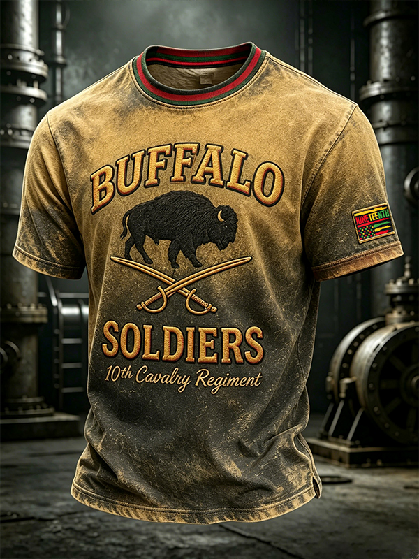 Men's Juneteenth Buffalo Soldier Art Print T-Shirt