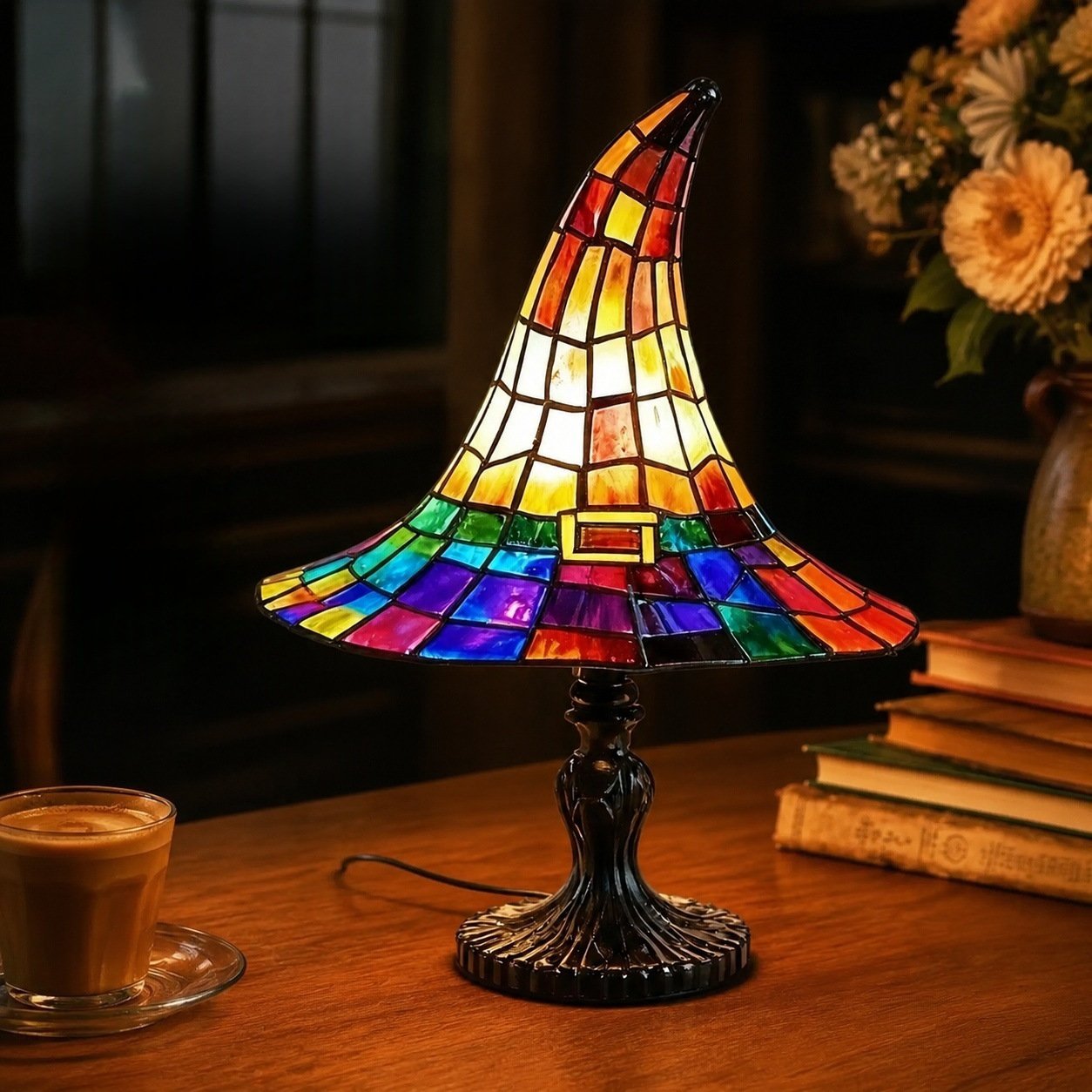 🧙♀️Witch Hat Lamps - Handcrafted Stained Gothic Wizard Hat Lights for Decor
