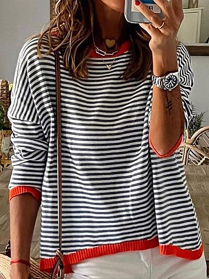 Women's Contrast Stripe Sweater