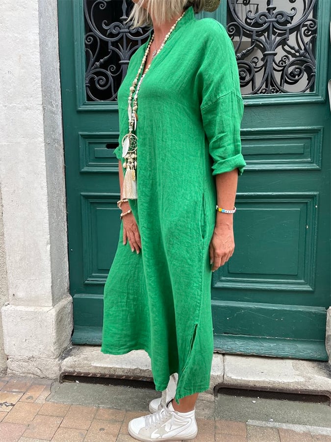 Women's Casual Elegant 3/4 Sleeve Cotton Dress