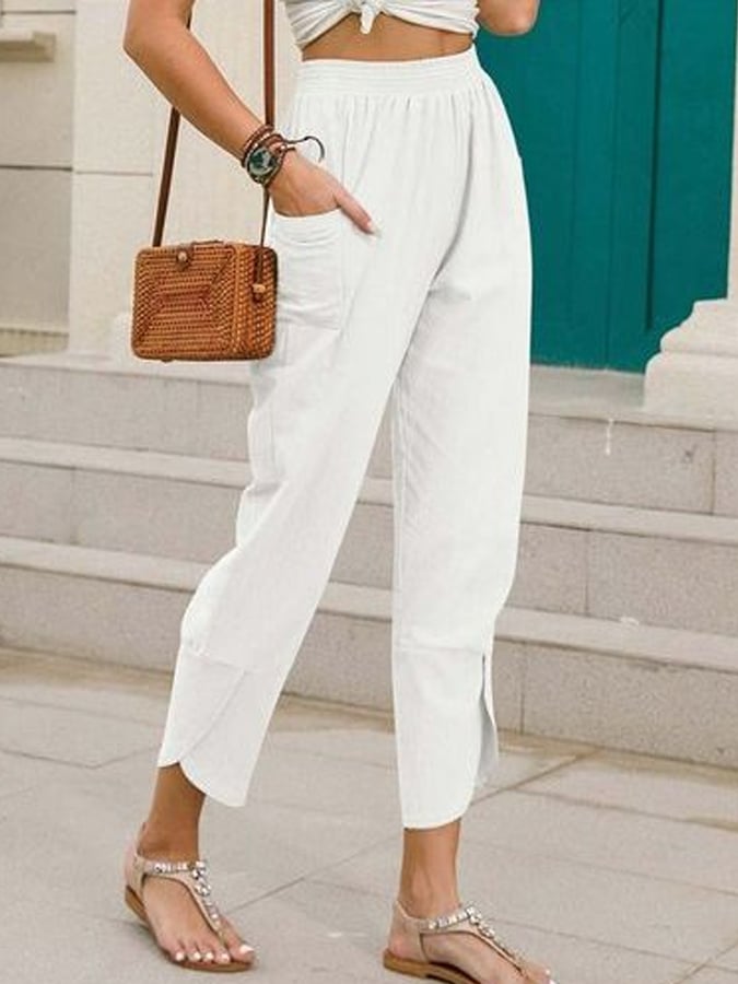 Women's Pure Color Casual Cotton Pants