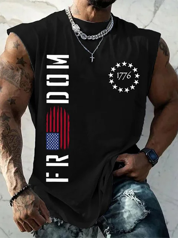 Men's 1776 Freedom USA Flag Art Print Tank Top