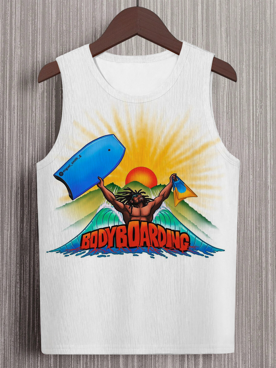 Men's Dreadlocks Surfer Bodyboarding Print Vacation Tank Top