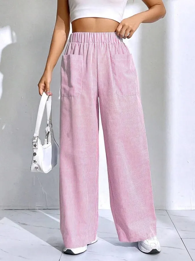 Women's Striped Fabric Casual Pants