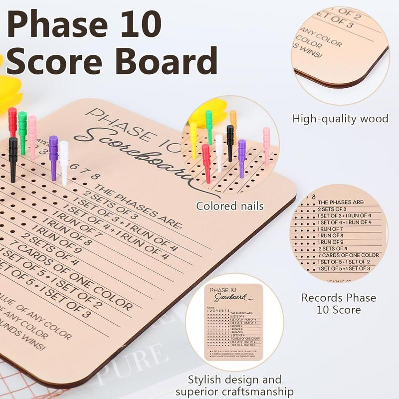 🔥Last 4 hours Sale: Save $20-💥Wooden Phase 10 Score Board