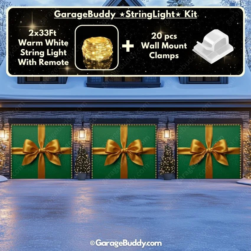 Garage Buddy | Gift Wrap (Green) | Christmas Garage Door Cover