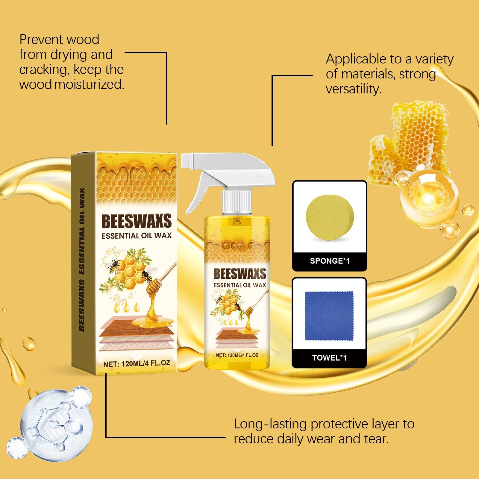 🔥Natural Beeswax Wood Polish Spray