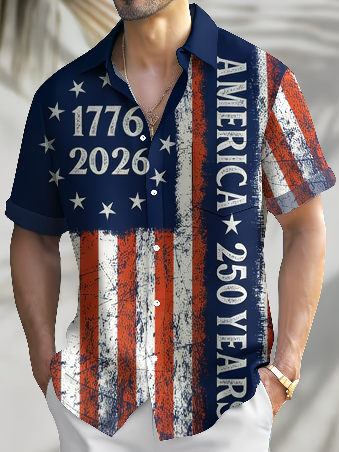 [Copy][Copy][Copy][Copy][Copy][Copy]Men's Eagle US Flag America's 250th Anniversary Button Up Shirt Short Sleeve Patriotic Collared
