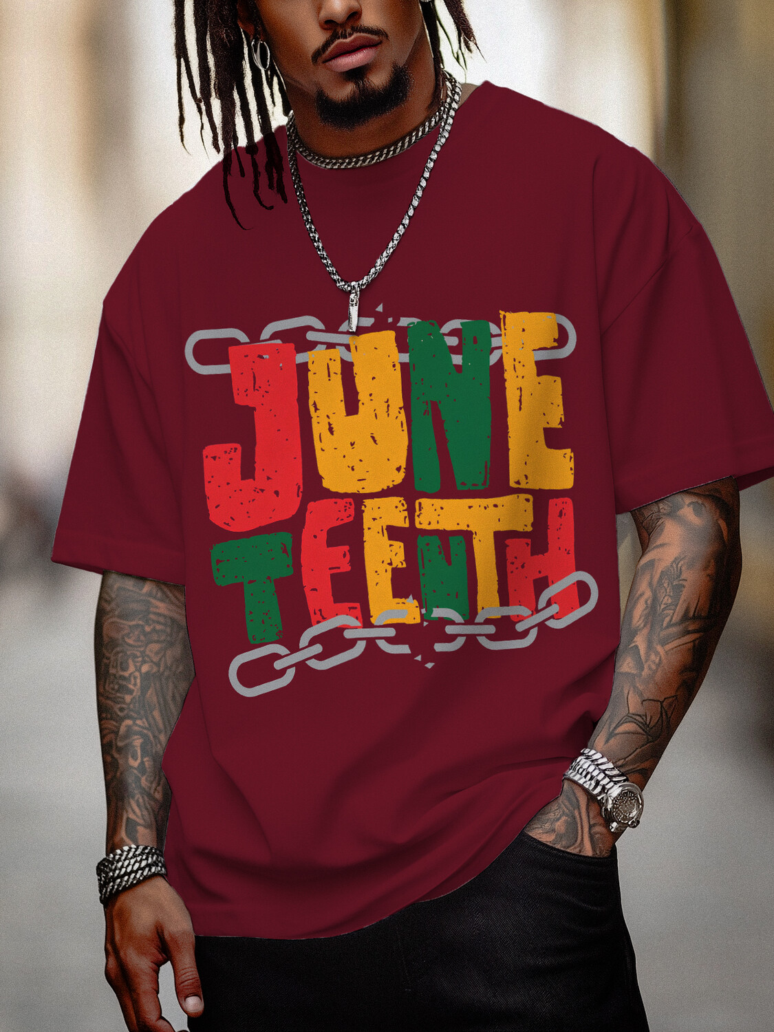 Men's June Teenth Black History Month Print Cotton Casual T-Shirt