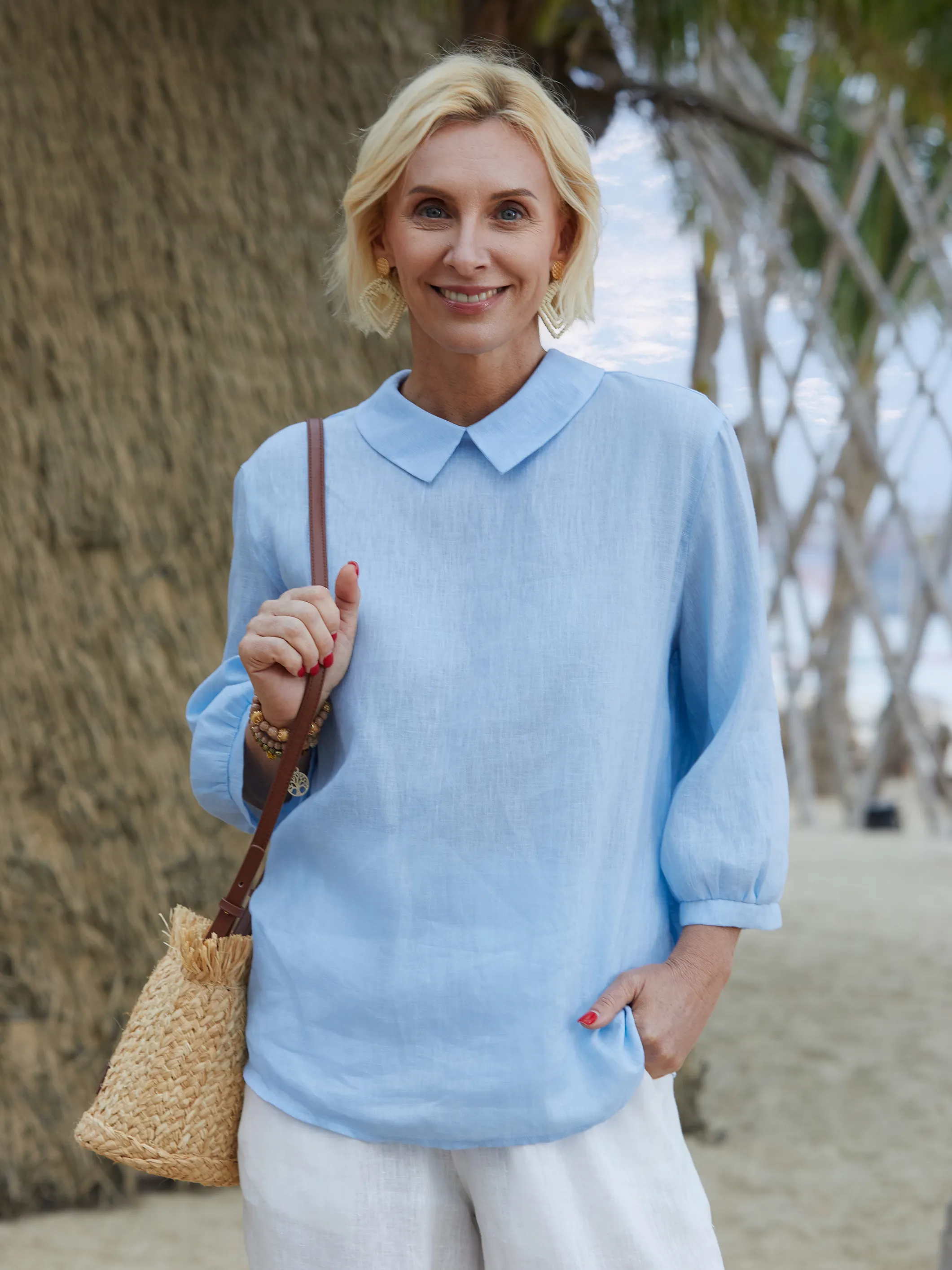 Women's  Linen 3/4 Sleeve Shirt