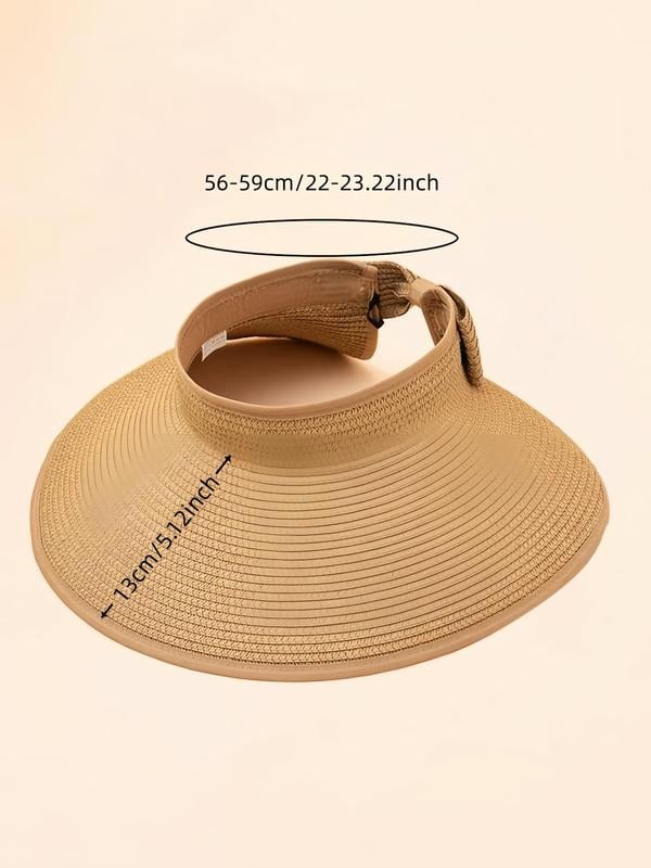 🔥LAST DAY 49% OFF - Women's 2024 Summer Solid Color Bow Design Wide Brim Straw Hat
